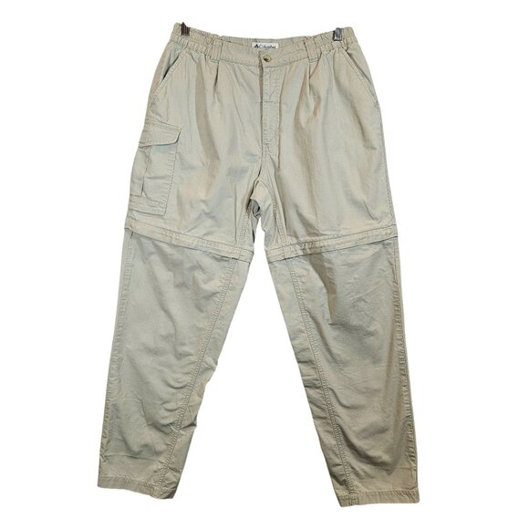 Columbia Womens L Beige Convertible Cargo Pants Zip-Off Legs shorts Cotton - Picture 1 of 14